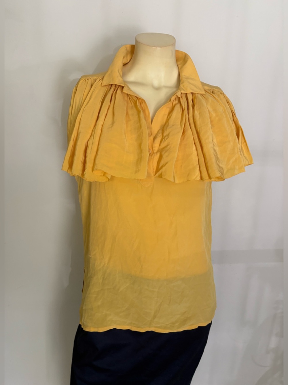 Chloe Yellow Ruffle-Trim Silk Blouse Size 42